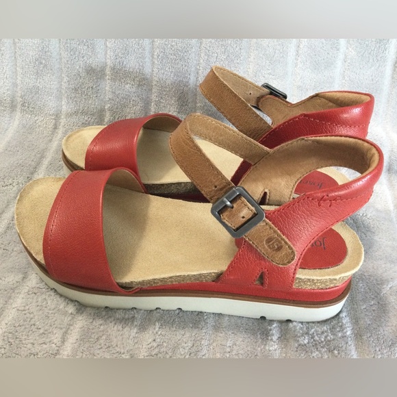 Josef Seibel Tan and Red Leather Platform Sandal EU 37 US 6 to 6.5 - Picture 6 of 13